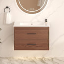 Wall Mounting Bathroom Vanity With Soft Close 2 Drawer, Sink - Reddish Brown by HouseOfZazla