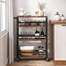 Slim 4 Tier Rolling Utility Cart With Wheels, Narrow Kitchen Storage Trolley - Brown / Black by HouseOfZazla