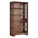 6 Tier Brown Mid Century Bookcase With X Design For Living Room - Brown by HouseOfZazla