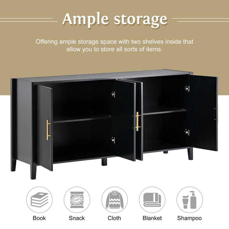 Accent Storage Cabinet Sideboard Wooden Cabinet with Metal Handles for Hallway, Entryway, Living Room, Bedroom