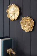 Rose Hanging Resin Wall Accents (Set of 2) - Gold by HouseOfZazla