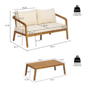 2-Piece Outdoor Loveseat & Coffee Table Set Acacia Wood Frame with PE Wicker Back & Water-Resistant Cushions by HouseOfZazla