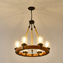 Rustic 6-Light Wagon Wheel Chandelier, Farmhouse Chandeliers