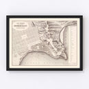 Vintage Map of Chorrillos, Peru 1865