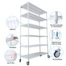 6 Tier 6000Lbs Capacity Nsf Metal Shelf Wire Shelving Unit, Heavy Duty Adjustable Storage Rack With Wheels & Shelf Liners For Commercial Grade Utility Steel Storage Rack by HouseOfZazla