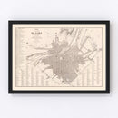 Vintage Map of Lima, Peru 1865