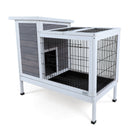 Two Tier Wooden Indoor / Outdoor Rabbit Cage For Small Animals With Runway And Leak-Proof Plastic Tray by HouseOfZazla