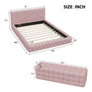 2-Pieces Bedroom Sets Queen Size Upholstered Bed with Rectangular Upholstered Ottoman for Bedroom,Pink