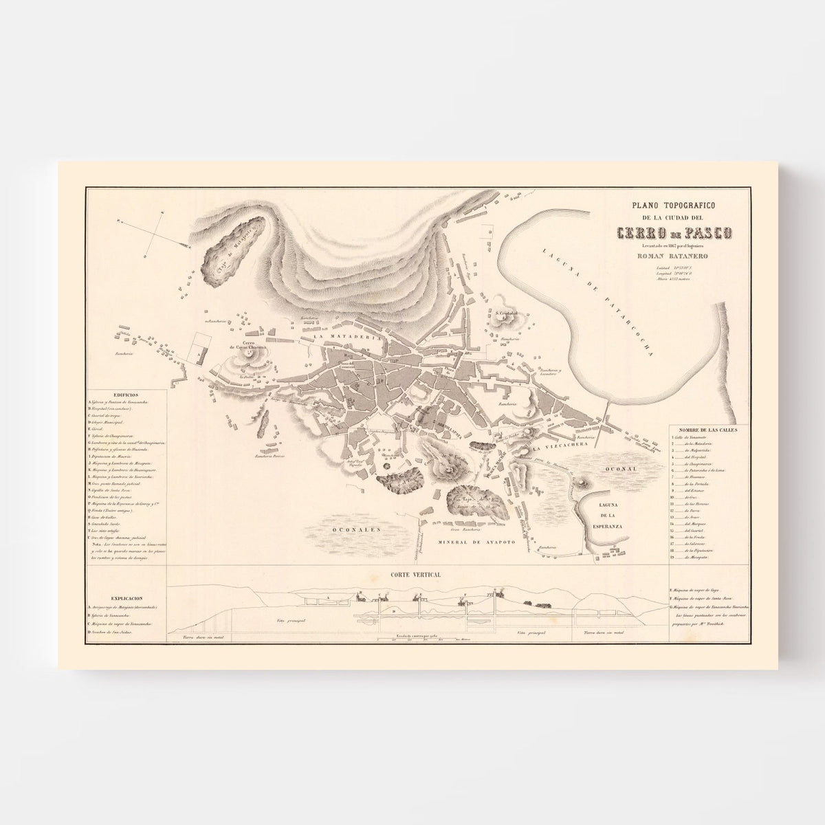 Vintage Map of Cerro de Pasco, Peru 1865, photo 4 of 5
