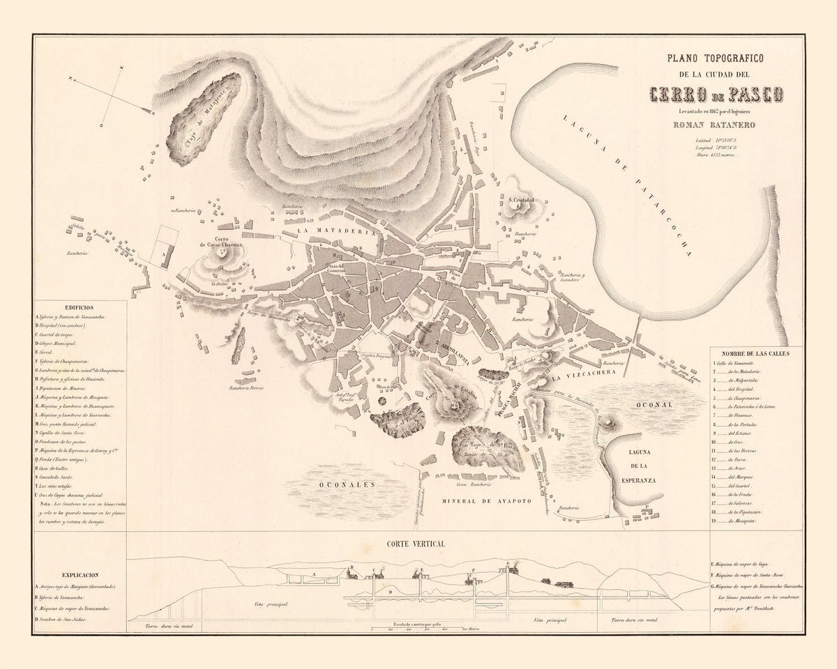 Vintage Map of Cerro de Pasco, Peru 1865, photo 5 of 5