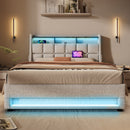 Platform Bed With Hydraulic Storage, LED Lighting & Charging Station by HouseOfZazla