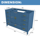 48" Bathroom Vanity Base Cabinet with 2 Soft-Close Double Doors & 9 Drawers