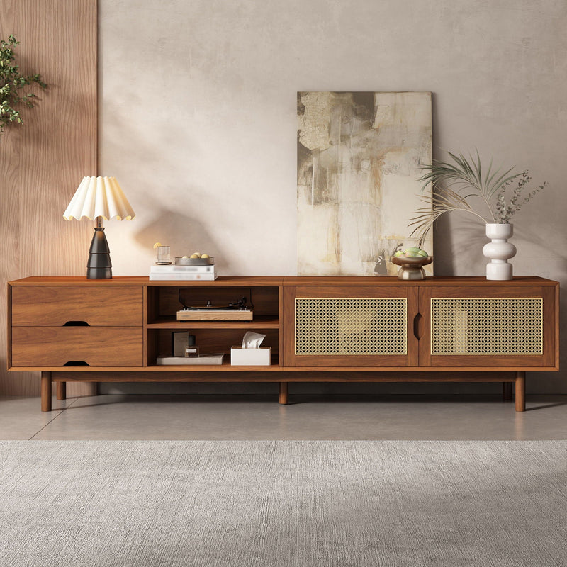 TV Stand For TVs Up To 85", Media Console With 2 Drawers - Walnut, photo 6 of 7