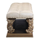 Constantine - Bench - Light Gold Synthetic Leather , Brown & Gold