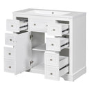 36" Bathroom Vanity with Sink Combo, One Cabinet and Six Drawers, Solid Wood and MDF Board, White