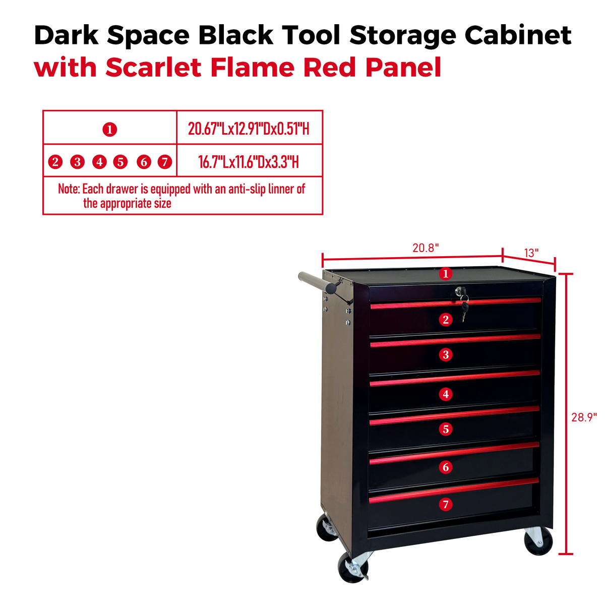 Rolling Metal Tool Chest with 6 Drawers - Black, photo 8 of 10