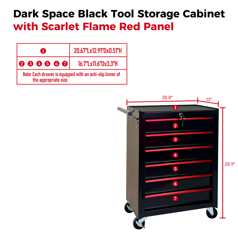 Rolling Metal Tool Chest with 6 Drawers - Black, photo 8 of 10