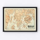 Vintage Map of Mount Desert Island, 1890