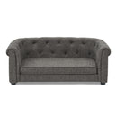 Contemporary Dark Grey Pet Sofa with Arc-Shaped Backrest and Armrests, Breathable Linen and Cozy Soft Cushion for Dogs