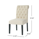 Dining Rolltop Chairs (Set of 2), Upholstered Armless Chair With Wood Leg - Ivory by HouseOfZazla