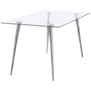 Vendas - Rectangular Glass Top Dining Table - Chrome by HouseOfZazla