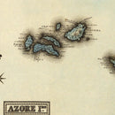 Vintage Map of Azore Islands, 1823