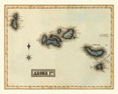 Vintage Map of Azore Islands, 1823