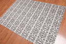 5' x 7' Handmade Geometric Graphic Wool Modern Flatweave Area Rug Beige