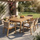 7-Piece Outdoor Acacia Wood Dining Set, 69" Rectangular Patio Table & 6 Mix by HouseOfZazla