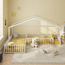 L-Shaped Montessori Bed For 2 Kids With Partitioned Fence by HouseOfZazla