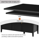 U-Style Wavy 3-Door Sideboard with Solid Pine Legs
