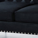 Wide Sofa With Jeweled Buttons Square Arm, 2 Pillows by Unique Piece Furniture