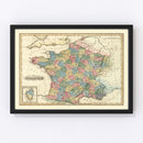 Vintage Map of France 1823