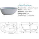 59'' Solid Surface Matte Tub