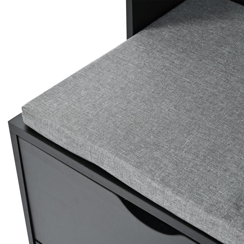 5-in-1 Entryway Bench with Coat Rack, Cushion and 4 Sturdy Hooks, 40.6" Wide Hall Tree with Shoe Storage Bench for Hallway, Entryway, Living Room