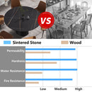 Modern Artificial Stone Round Carbon Steel Base Dining Table, Can Accommodate 6 People - Black / Gold by Unique Piece Furniture