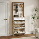 Shoe Cabinet With 3 Doors 2 Drawers With Hanger, Door With Shape, Large Space For Storage by HouseOfZazla