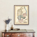 Vintage Map of Denmark 1823