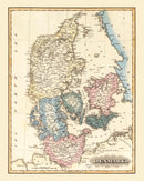 Vintage Map of Denmark 1823