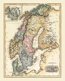 Vintage Map of Norway 1823
