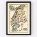 Vintage Map of Norway 1823