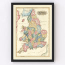 Vintage Map of England 1823