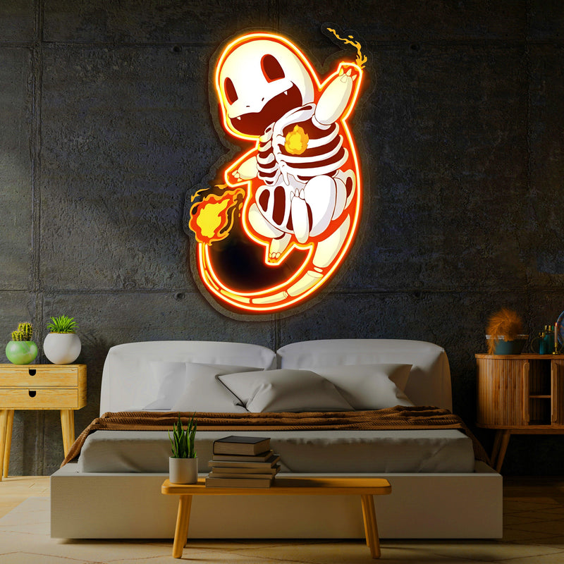 Charmander Plexiglass Neon Art, Pokemon Neon Sign, Neon Light Sign, Neon Wall Art, Neon Sign, Neon Light Sign, Neon Gifts, Gamer Gifts