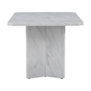 6-Piece Modern Style Dining Set with Faux Marble Table and 4 Upholstered Dining Chairs & 1 Bench (White)