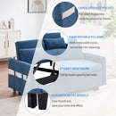 55.1" Pull Out Sleep Sofa Bed Loveseats Sofa Couch with Adjustable Backrest, Storage Pockets, 2 Soft Pillows, USB Ports for Living Room, Bedroom, Apartment, Office, Blue