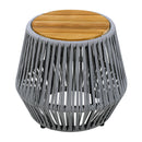 Acacia Wood Side Table with Grey Rope Design