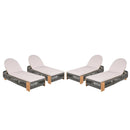 Outdoor Acacia Wood Patio Adjustable Lounge Chair Set of 4 - Grey Rope by HouseOfZazla