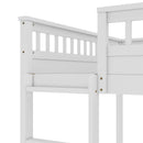 Queen over Queen Bunk Bed with Ladder and Guardrails, White