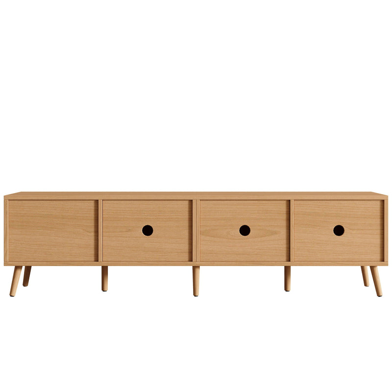 TV Stand, Media Console, 2 Drawers & Cable Management - Natural Wood, photo 10 of 16
