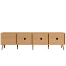 TV Stand, Media Console, 2 Drawers & Cable Management - Natural Wood by HouseOfZazla
